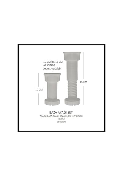 Baza Ayağı Seti, 10 Cm, Beyaz, 10 Takım Beyaz