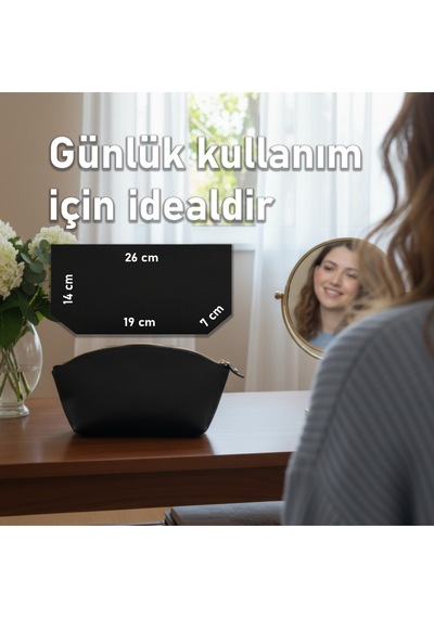 Lüks Hakiki Deri Makyaj Çantası Çok Fonksiyonlu, Şık Ve Dayanıklı Seyahat Makyaj Çantası