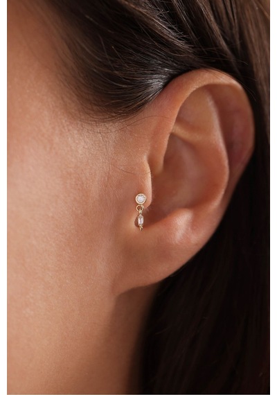 14 Ayar Altın Taşlı Sallantılı Baget Tragus Küpe 99562290