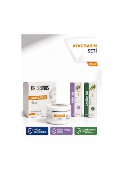 Dr. Bronos Ayak Bakım Kremi 150 ML + Softem Çay Ağacı + Kekik Yağı 2 x 20 ML