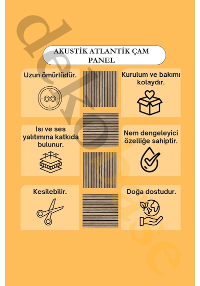 Atlantik Çam 40x40cm Yeni Nesil Akustik Ahşap Duvar Paneli
