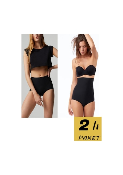 Mistirik Polfax Ve Private Model 2li Lazer Kesim Slip Korse Ve Bato Külot Korse Siyah Renk Slip Kilot Siyah