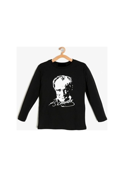Çlm Store Atatürk Baskılı Uzun Kollu Tşört Siyah Siyah
