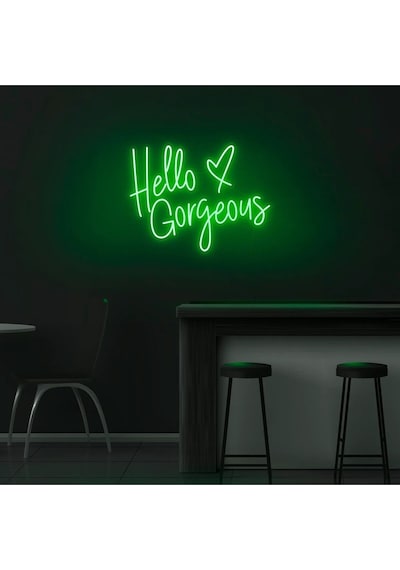 Hello Gorgeous Yazılı Ve Şekilli Neon Tabela Yeşil