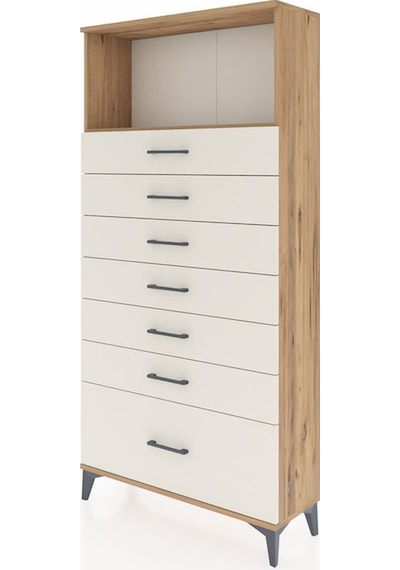 Arges Dolap Tek Raflı 7 Çekmeceli 88x30x182 Çam-aytaşı Atlas Çam