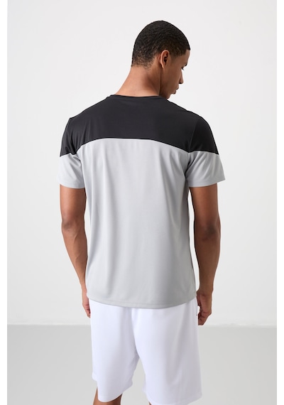 Tommy Life Gri Polyester Nefes Alan Dokulu İnce Esnek Standart Fit Erkek Performans T-shirt - 88386 Gri