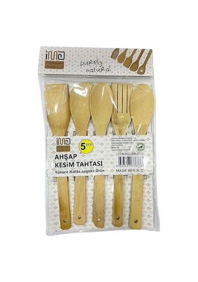 5'li Bambu Kaşık Seti Çok Renkli