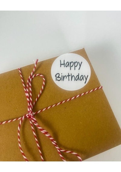 Happy Birthday Siyah Yazılı 5 cm Yuvarlak Yapışkanlı Sticker 100 Adet