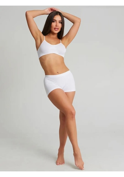 Mistirik Moncorno Model Iz Yapmayan Sıkılaştırıcı Comfort Seamless Spor Boxer Beyaz Renk Beyaz