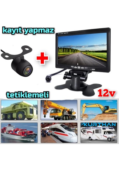 7 İnç Monitör Ve 1 Adet Kelebek Kamera Seti Kayıt Yapmaz 12 Volt