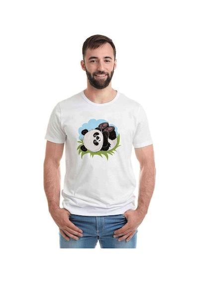Panda Baskılı Beyaz Erkek Tshirt (534483369)