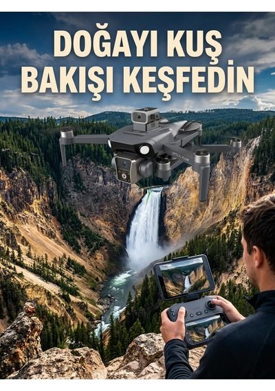 Gps Konumlandırmalı Çift Kameralı Drone Canlı Görüntü Aktarımlı Belirtilmemiş