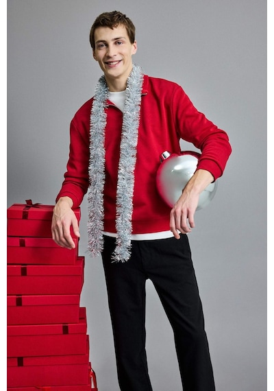 Defacto Regular Fit Dik Yaka Yarım Fermuarlı Basic Düz Sweatshirt X7405az25aurd349 Kırmızı-rd349