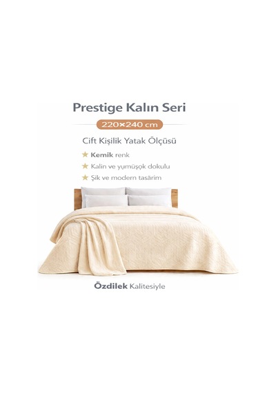 Özdilek Prestige Kalın Embos Çift Kişilik Battaniye 220x240 -kemik Yeni Bej