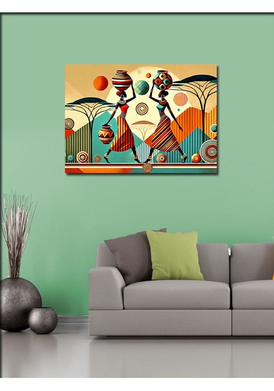 Kanvas Tablo Retro Afrikalı Kadın Çizimi 100cmx140cm