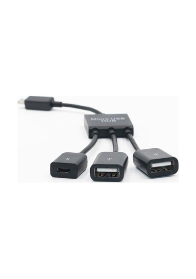 Çok Cihazlı Şarjlı Akıllı Telefonlar Ve Tabletler İçin 3'ü 1 Arada Mikro Usb Otg Hub Adaptörü