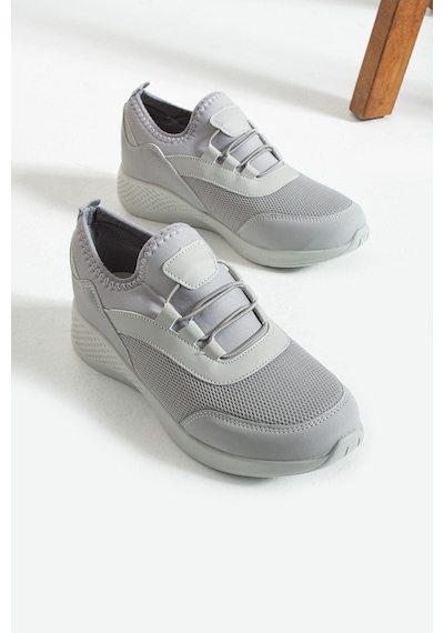 Buz - Gri Anatomik Esnek Taban Slip-on Spor Ayakkabı Günlük Sneaker Buz - Gri