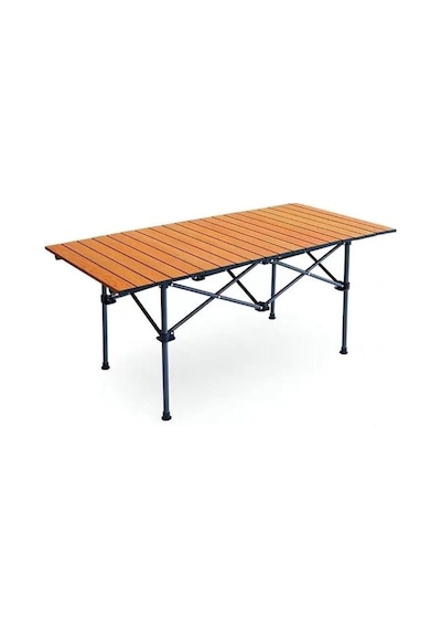 Shufa Alüminyum Kamp Masası XXL – Katlanabilir Ahşap Rengi 120 x 65 x 60 CM