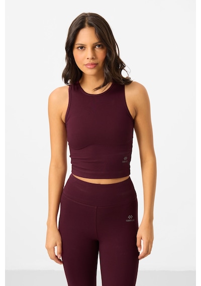 Tommylife Bordo Yüksek Bel Kapri-crop Atlet Slim Fit Kadın Tayt Takım - 95284