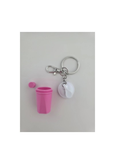 Gym Spor Fitness Shaker Açılır Kapak Anahtarlık, Çanta Charmı Süsü - Pembe