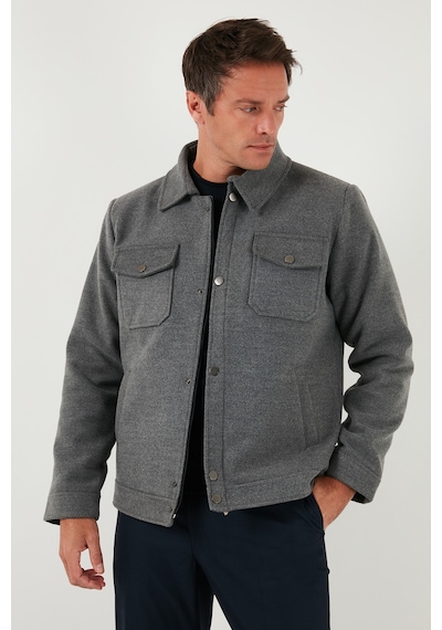 Buratti Slim Fit Ceket Yaka Astarlı Kaşe Erkek Kaban 58400347 Açık Gri