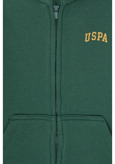 U.S. Polo Assn. Erkek Çocuk Koyu Yeşil Örme Fermuarlı Kapüşonlu Hırka 50313852-VR079
