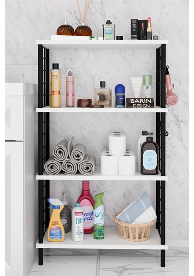Çevir Kur Kolay Kurulum 4 Katlı Banyo Rafı Metal Telli Çok Amaçlı Organizer Dolap Stand Raf Beyaz