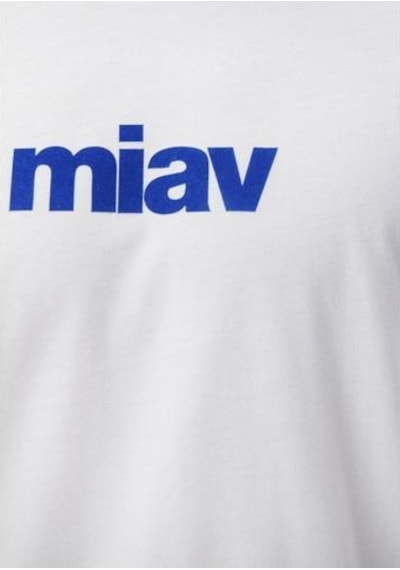 Mavi Miav Baskılı Tişört Beyaz