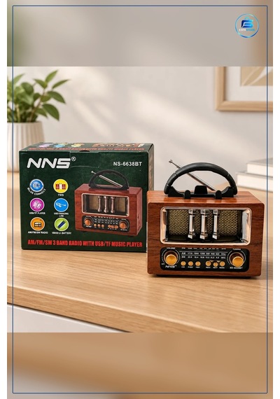 Nostalji Radyo Ahşap Görünümlü Taşınabilir Am Fm Sw Bluetooth Usb