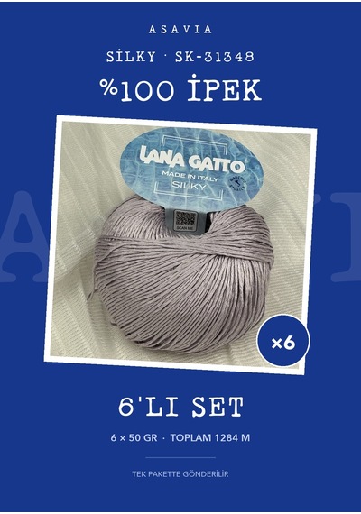 Lana Gatto Silky Örgü İpi 6'lı Set 6 X 50 Gr %100 İpek Sk-31348