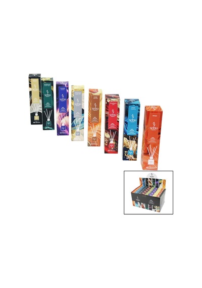 Sebu Ortam Kokusu 50ml 3-çubuklu B.gül Mango Çilek Sandal Lavanta Okyanus Yasemin Cam Şişe Kehribar - 40'li Paket Diğer