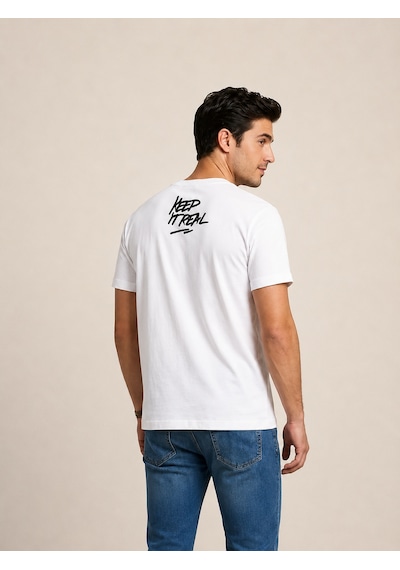 Vıgoss Baskılı Oversıze Erkek T-shırt 62536-30010 Beyaz