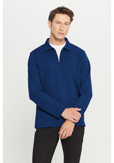 Ac&Co / Altınyıldız Classics Erkek Lacı Pamuklu Standart Fit Normal Kesim Polo Yaka Sweatshirt