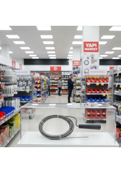 5 Metre Lavabo Açma Sustası Teli Spiral Yaylı Krom Kaplama Gider Açma Sustası Ergonomik Sap