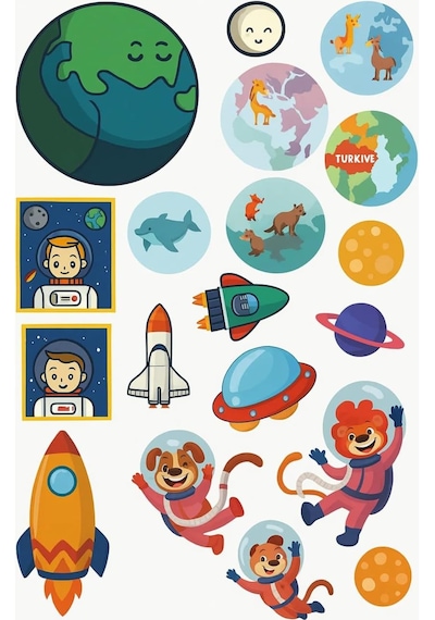Fen Ve Doğa Sticker Kitabı - 60 Çıkartmalı Bilim Ve Uzay Temalı Çıkartma - Eğitici Aktivite