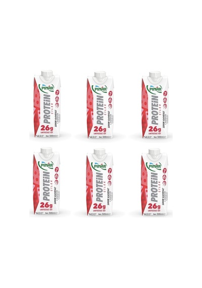 Laktozsuz Proteinli Çilekli Süt 500 Ml 6'lı