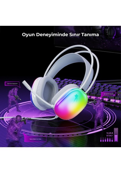 Lecoo HT409 USB Kablolu Mikrofonlu Kulak Üstü RGB Gaming Kulaklık