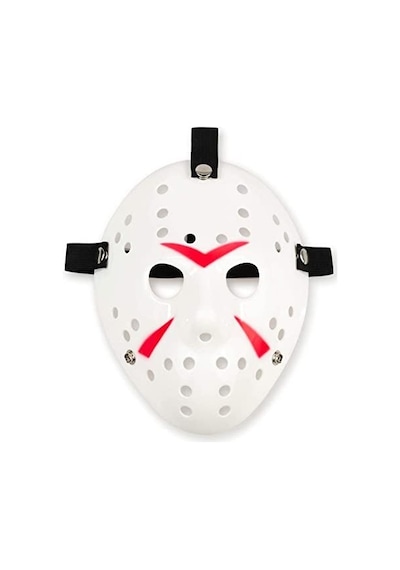 Beyaz Renk Kırmızı Çizgili Tam Yüz Hokey Jason Maskesi Hannibal Maskesi Diğer
