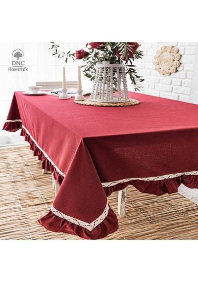 Premium Keten Bordo Özel Seri Masa Örtüsü Bordo