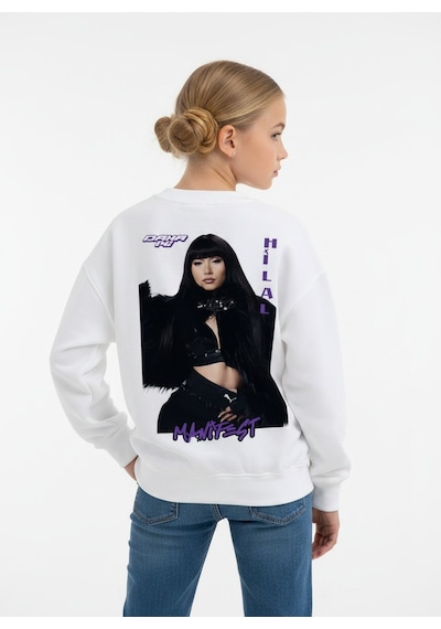 Seabubbles Manifest Hilal Kız Çocuk Sweatshirt BEYAZ