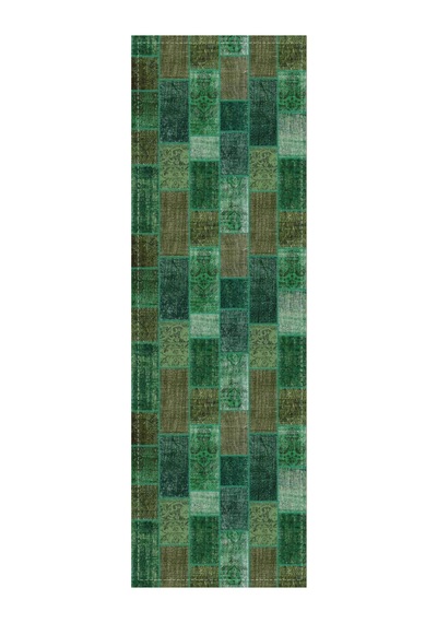 Yeşil Patchwork Desenli Premium Masa Örtüsü Runner Rnr295