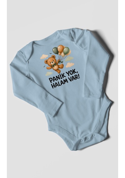 Morivokids Panik Yok, Halam Var Uzun Kollu Çıtçıtlı Bebek Body Bebe Mavisi