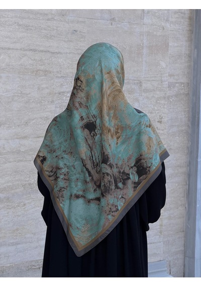 Qalortex Scarf Pamuklu Soft Âlâ Desen Eşarp-su Yeşili
