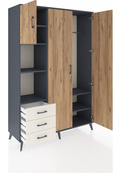 Hyperion Dolap 6 Raflı 3 Çekmeceli Tek Askılı 132x44x195 Antrasit-çam/aytaşı Atlas Çam/aytası Hyperion Dolap 6 Raflı 3 Çekmeceli Tek Askılı 132x44x195 Antrasit-çam/aytaşı Atlas Çam/aytası
