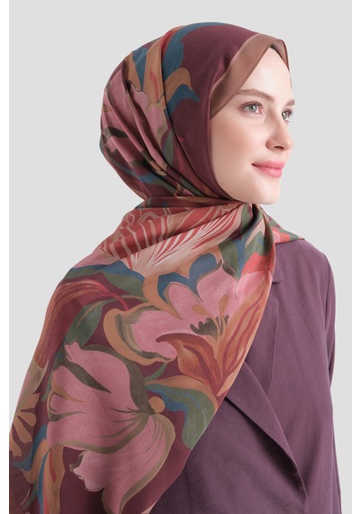 Armine Elegance Pamuk - İpek Şal As559 Kahve-bordo