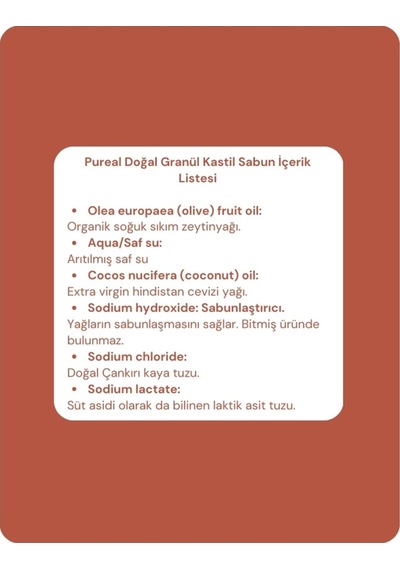 Pureal Doğal Granül Kastil Çamaşır Sabunu 1 Kg