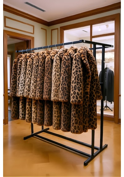 Premium 150 Cm Çelik Konfeksiyon En 105 Cm Elbise Askılık Tekerlekli Demonte Portmanto Hanger Siyah