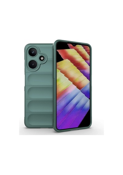 İnfinix Hot 30i Kılıf Esnek Tpu Oyuklu Arka Yüzey Tasarımlı Zore Etnik Silikon Kapak Koyu Yeşil