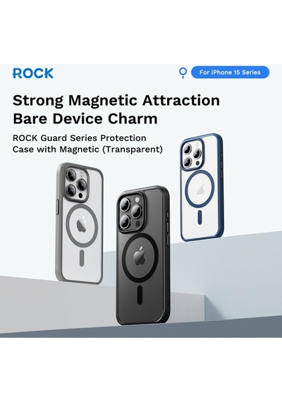 Rock Space Apple Uyumlu iPhone 15 Promax Kılıf Magsafe Guard Serisi Silikon - Siyah Siyah