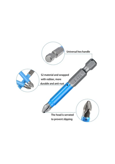 10 Parça Ph2 Manyetik Tornavida Uç Seti 50mm Uzunluk Altıgen Şaftlı Yıldız Başlı Matkap Ucu Kaymaz Çapraz Tornavida Ma